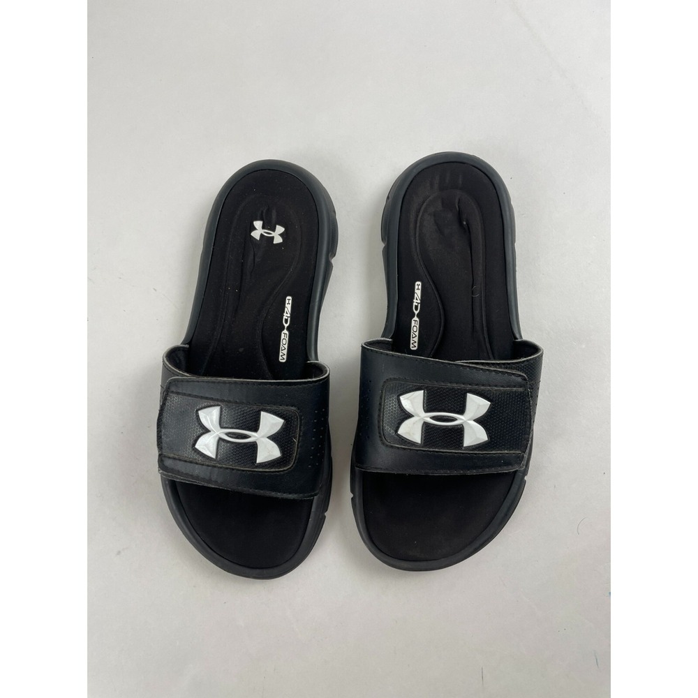 Under armour Sandals Youth Size 5 Black Slip On 4D Foam - Picture 2 of 10